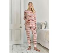 Chelsea Peers Chelsea Peers Off White Maternity The Bear Christmas Fair Isle Print Long Pyjamas Set