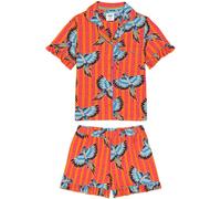 Chelsea Peers Chelsea Peers Orange Parrot Stripe Print Frill Short Pyjamas Set