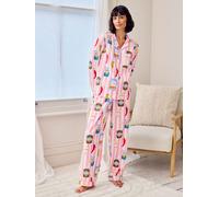 Chelsea Peers Chelsea Peers Pink Cotton Deli Stripe Print Long Pyjamas Set