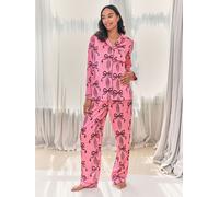 Chelsea Peers Chelsea Peers Pink Maternity Satin Bow Print Long Pyjamas Set