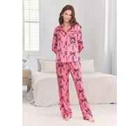 Chelsea Peers Chelsea Peers Pink Satin Bow Print Long Pyjamas Set