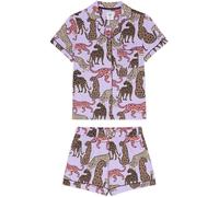 Chelsea Peers Chelsea Peers Purple Starry Leopard Print Button Up Short Pyjamas Set