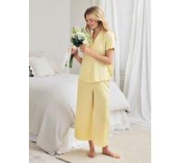 Chelsea Peers Chelsea Peers Pyjamas long en Satin à bord festonné Ensemble - Beurre jaune