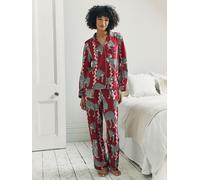 Chelsea Peers Chelsea Peers Red Snow Leopard Wavy Stripe Print Long Pyjamas Set