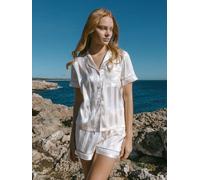 Chelsea Peers Chelsea Peers White Satin Jacquard Stripe Short Pyjamas Set