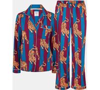 Chelsea Peers Women's Long Sleeve Relaxed Fit Pyjama Sets Navy Strp Tiger 16 (XL) Female