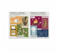 Chemical and Physical Changes Poster Science Classroom Decor Educational Wall Art Print for School Lab Homeschool Chemistry STEM Chart (Framed,12x18inch(30x45cm))