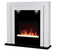 Chemin’Arte Cheminée Électrique Effet Flammes LEDs à Poser Hampton - 110x27x108cm- 2000 W - Cheminee Electrique Decorative - Conçue en France - Garantie 2 Ans