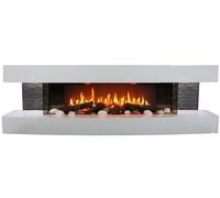 Chemin’Arte Cheminée Électrique Effet Flammes LEDs Murale Lounge 3XL 150 cm - Blanche - Conçue en France - Chauffage 2000W Thermostat électronique - Décorative - Garantie 2 Ans