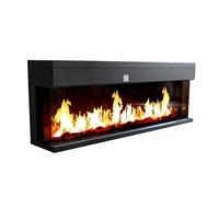 Chemin’Arte Cheminée Électrique Encastrable Effet Flammes LEDs 3D 150 cm, 3 Faces - Conçue en France - Chauffage 2000W - Télécommande - Garantie 2 Ans