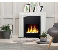 Chemin’Arte Cheminée Électrique LEDs Effet Flammes à Poser Manhattan - Décorative - Conçue en France - 86 x 25 x 86 cm - Autoportante - Blanche - Garantie 2 Ans