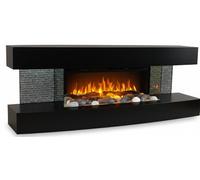 Chemin’Arte Cheminée Électrique LEDs Effet Flammes Murale Design Lounge 120 cm - Noire - Conçue en France - Chauffage 2000W Thermostat électronique - Décorative - Garantie 2 Ans
