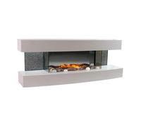 CHEMIN ARTE - Cheminée électrique Murale Lounge Blanche 120 cm Effet Flammes LED, Chauffage programmable, Télécommande