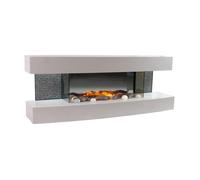 CHEMIN ARTE - Cheminée électrique Murale Lounge Blanche 120 cm Effet Flammes LED, Chauffage programmable, Télécommande