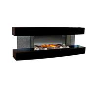 CHEMIN ARTE - Cheminée électrique Murale Lounge Noire 120 cm Effet Flammes LED, Chauffage programmable, Télécommande