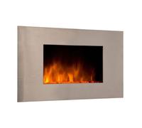 CHEMIN ARTE - Cheminée électrique Murale Pure Inox 90 cm Effet Flammes LED, Chauffage programmable, Télécommande