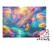 Chemin avec des méduses Lumineuses et des Fleurs Puzzle De 1000 Pièces pour Adultes Et Enfants À Partir De 12 Ans Méduses éthériques Jeu De Défi Et De Jeu d'esprit 70x50cm/1000pcs