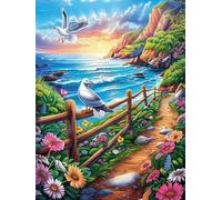 Chemin côtier avec Un Phare 300 Pieces Casse-tête pour Ado en Carton Épais Rigide Facile Débutant Jeu De Société Soirée Entre Amis Cadeau Anniversaire Premium 300 PCS