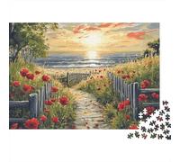 Chemin Coucher du Soleil 1000 Pièces Puzzle pour Adultes Papier Recy nti-Stress Difficile pour Experts Stimuler l'esprit sans Reflets 38x26cm/1000pcs