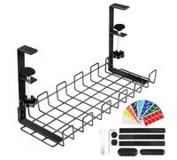 Chemin de Câble Bureau sous Table, Cable Management Cage Plateau de Gestion des Câbles avec Clips Fil pour Fixation Câble, Attaches de Câble, Boîte Cable Management pour Support Prise