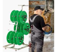 Chemin de câbles Robuste pour camions et usines - Chemin de câbles avec 6 bobines et Anneaux de câble, Montage au Sol, adapté aux camions (Vert).