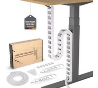 Chemin de câbles sous le bureau - Parfait pour la gestion des câbles de bureau assis debout - Serpent de câble flexible - Gestion des câbles vertèbres (blanc)