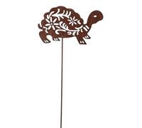 CHEMIN DE CAMPAGNE Figurine Tortue en métal rouillé à piquer L.24 x Ht.60 cm