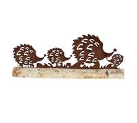 CHEMIN DE CAMPAGNE Hérisson Statuette décoration Jardin métal rouillé Bois Marron 40x14cm