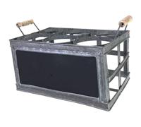 CHEMIN DE CAMPAGNE Porte-Bouteille en Zinc avec Ardoise 34 x 19 x 19.5 cm