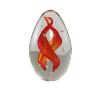 CHEMIN DE CAMPAGNE Presse Papier sulfure Flammes en Verre Rouge 10 x 6 cm