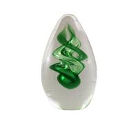 CHEMIN DE CAMPAGNE Presse Papier sulfure Tourbillons en Verre Vert 10 x 6 cm