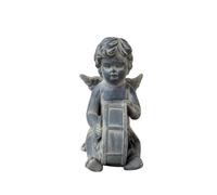 CHEMIN DE CAMPAGNE Statuette Statue Sculpture Jardin Ange Tambour béton Gris 23cm