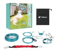 Chemin de couloir pour chien de 30,5 m avec laisse aérienne antichoc de 4,6 m, système de chariot robuste pour grands chiens pesant jusqu'à 136 kg, ligne zippée pour jardin, parc et camping à