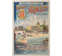 Chemin de Fer de l'ouest Saint Malo Affiche Poster Reproduction - Format 50X70 cm Papier 300 GR - Vente du fichier numérique HD Possible Nous Consulter (Boutique : affichevintage.FR)
