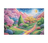 Chemin de Fleurs de Cerisier Maison Rural Campagne Sauvage Puzzle 1000 Pièces pour Adultes Amusant Stimulant Et Relaxant Idéal pour Hobby Et Passe Temps Quotidien （75x50cm）