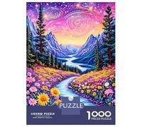 Chemin de Fleurs Galaxie 1000 Pièces Nature Cosmique Adultes Carton Recyclé - Activité Éducative Sympa, Jeu À La Maison, Bon Cadeau pour Familles Qui Adorent L'Puzzles 52x38cm/1000pcs