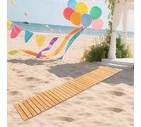 Chemin de jardin à roulettes en bois - 240 x 43 cm - Chemin décoratif - Chemin extérieur - Résistant aux intempéries - Antidérapant - Pour jardin, cour, terrasse