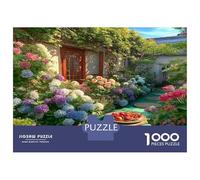 Chemin de Jardin avec des hydrangees Jigsaw, 1000 Pièces Jeux Éducatifs pour Adultes, Décoration D'intérieur, Cadeau Parfait 38x26cm/1000pcs