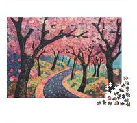 Chemin de la Fleur de Cerise 1000 Pièces Puzzle Sakura Puzzle pour Adultes Qualité Premium Anti-Stress Stimuler l'esprit pour Adolescents 14+ avec Affiche Guide 52x38cm/1000pcs