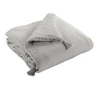 OUREA - Chemin de Lit 90x200cm Capitonné Gaze de Coton Nuage - Altobuy Gris G