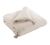 OUREA - Chemin de Lit 90x200cm Capitonné Gaze de Coton Pampa - Altobuy Beige G