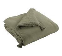 OUREA - Chemin de Lit 90x200cm Capitonné Gaze de Coton Romarin Olive - Altobuy Vert G