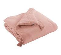 Chemin de Lit 90x200cm Capitonné Gaze de Coton Rose Pêche - OUREA - ALTOBUY Rose G