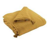 OUREA - Chemin de Lit 90x200cm Capitonné Gaze de Coton Safran - Altobuy Jaune G