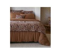 Chemin de Lit 90x200cm Gaze de Coton Brun Imprimé Fleur Détail 4 Pompons - ADONIS - ALTOBUY Marron G