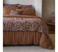 AltoBuy Adonis - Chemin de Lit 90x200cm Gaze de Coton Brun Imprimé Fleur Détail 4 Pompons