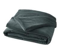 HARRIS - Chemin de Lit 90x200cm Velours de Coton Coloris Ardoise -