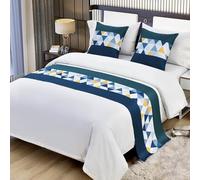 Chemin de lit Bicolore Luxe léger avec Motifs de Feuilles, écharpe de lit King Size pour Maison ou hôtel, Couvre-lit décoratif Anti-poussière pour Chambre-K|| 50x240cm for 1.8m Bed