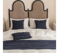 Chemin de lit Boho Coton Lin Jacquard literie écharpe Protecteur Couvre-lit Housse de lit écharpe décorative pour Chambre hôtel Salle de Mariage (Color : Navy, Size : 45x240cm Bed Runner)