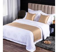 chemin de lit Chemin de lit en coton rhombique bleu roi, couvre-lit, écharpe, jeté for pied de lit, luxueux et moderne, protecteur de literie, chemin de lit for hôtel/maison)(Brown,50*210cm for 150cm